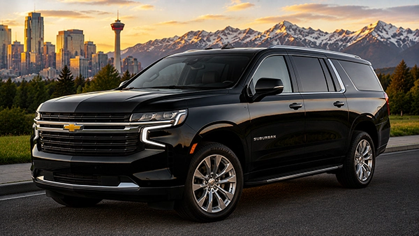 Black Sedan luxury SUV on a scenic mountain highway
